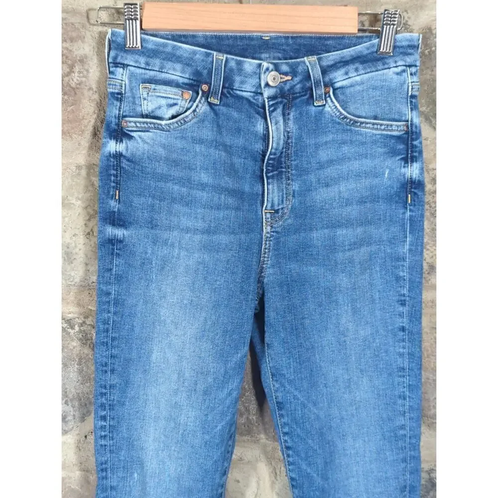 &denim Jeans Woman's Size 26 Super Skinny‎ High Waist Ankle Length Distressed
